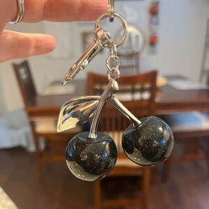 Black Cherry Keychain with Silver Accents